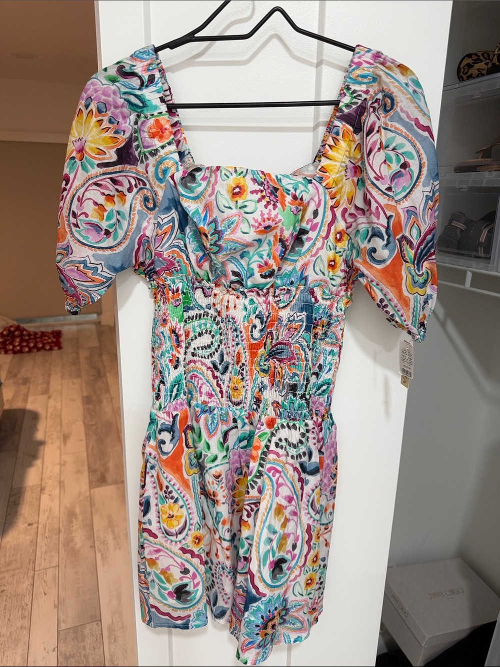 VENUS Multicolor Paisley Smocked Mini Dress